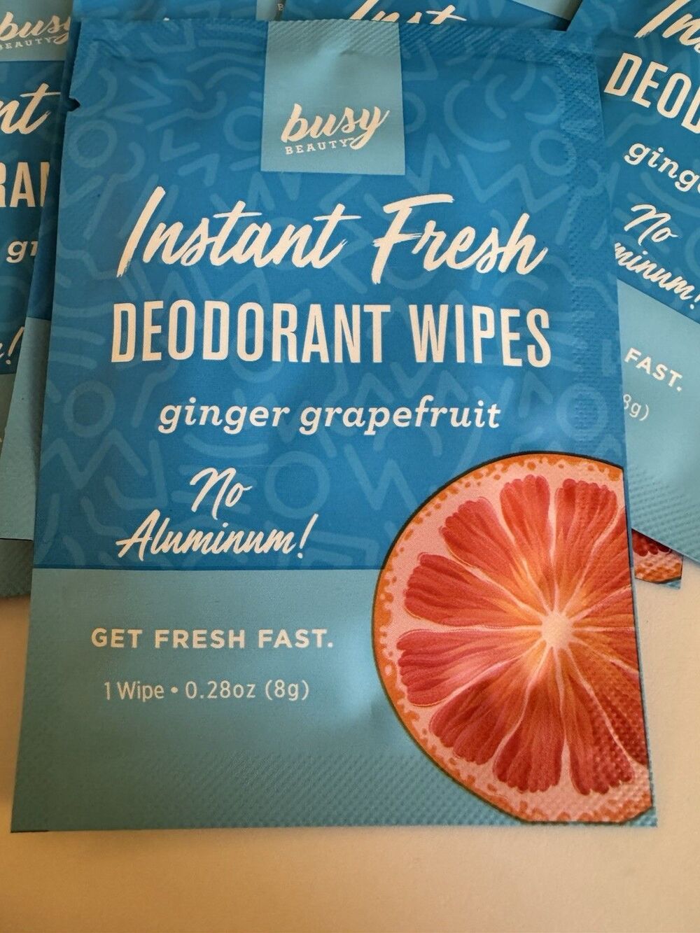 Busy Beauty Instant Fresh Deodorant Wipes Ginger Grapefruit 12 Packets
